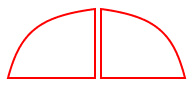Template outline of a semicircular fanlight split into two units